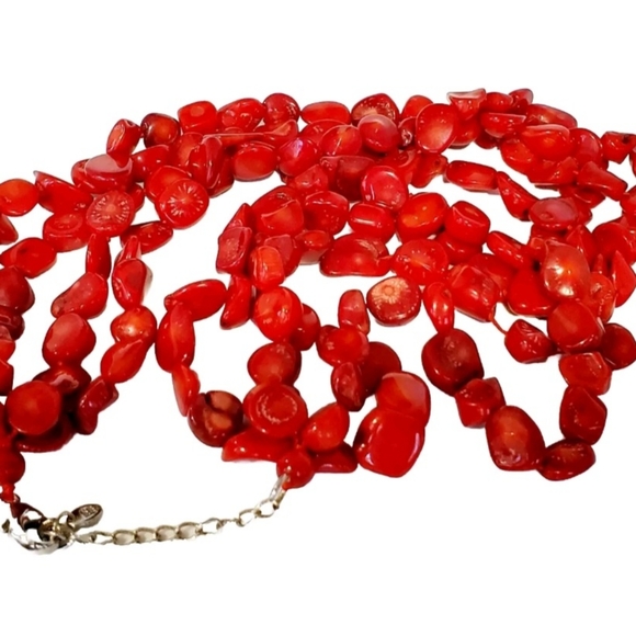 LUC  Lucas LaMeth Three Strand 925 Silver Red Coral Necklace  20", 816 ct. wt. - Picture 4 of 10